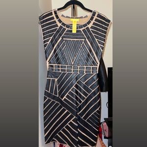 Catherine Malandrino black leather-appliqué dress